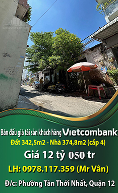 Bán đấu giá tài sản khách hàng Vietcombank, đất 342,5m2, giá 12 tỷ 050tr - Ảnh chính